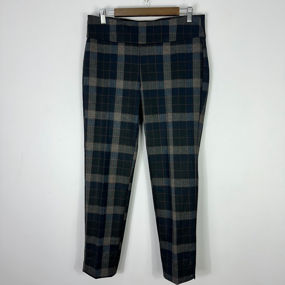 Zac & Rachel Pull On‎ Plaid Pants Womens Large Black Tailored Office Chic Preppy